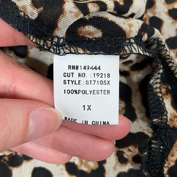 Siren Lily Plus Size 1X Neutral Leopard Cheetah Mesh Top/ Swim Suit Cover Up - Picture 12 of 15